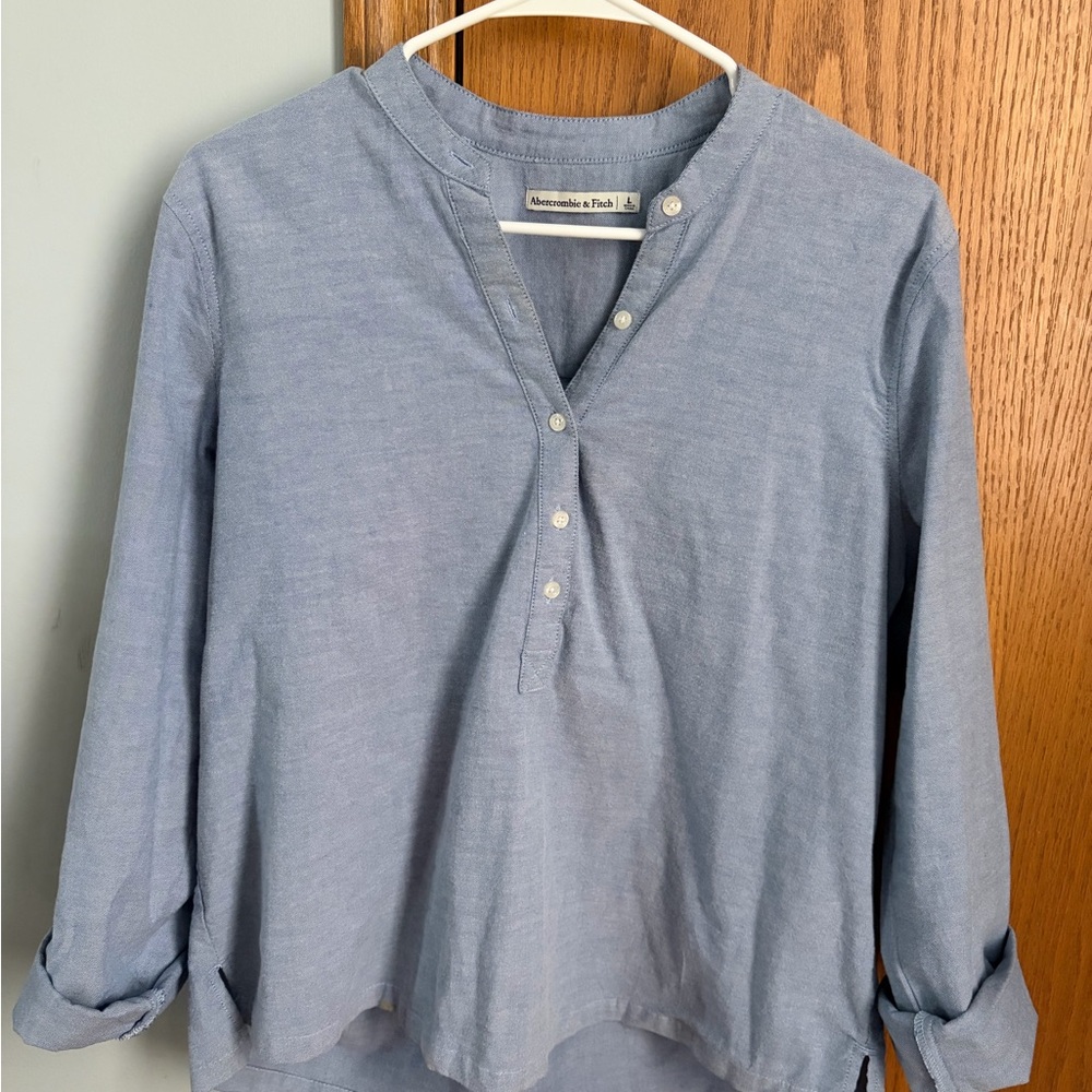 Blue Button-Up Blouse